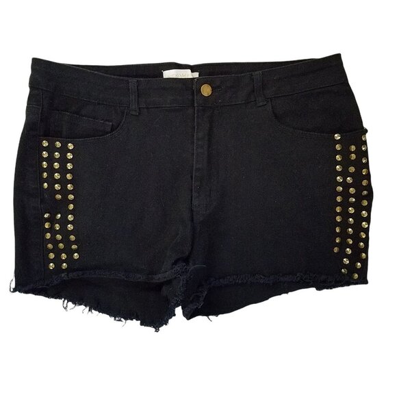 Nicki Minaj Black Gold Studded Jean Shorts - Picture 1 of 9